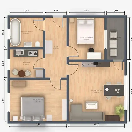 Apartamento Ecocube 141 - Terrasse, 3zimmer, Waschmaschine, Backofen, 5pers
